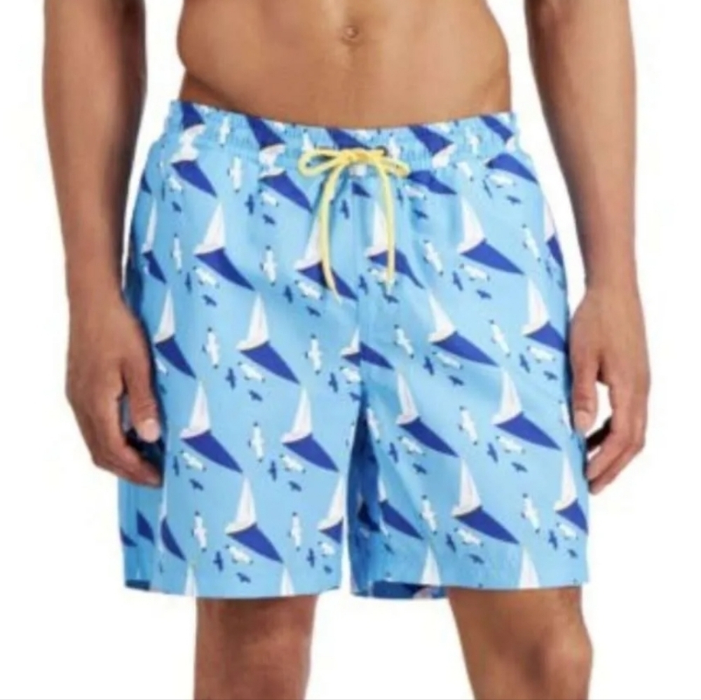 Club Room 7" Quick Dry Sailboat Print Swim Trunks Size Men's XXL NEW with Tags